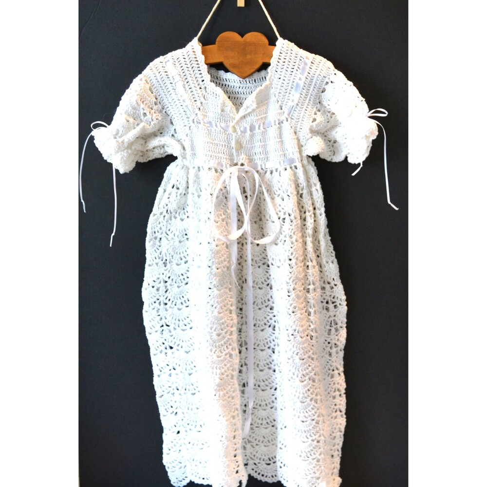Christening Gown Crochet Vintage 1980s Precious